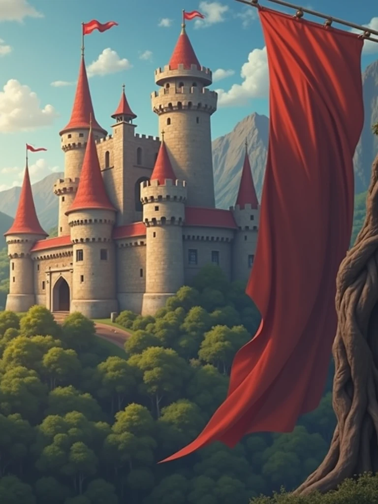 Kingdom, Castle red flag, forest