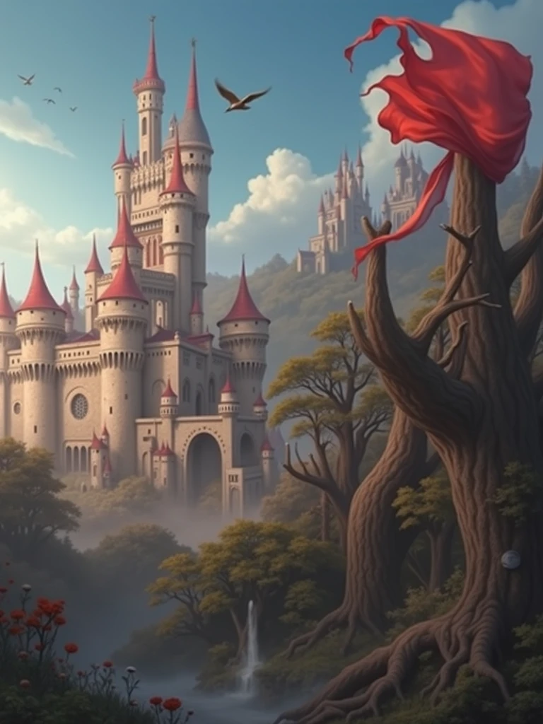 Kingdom, Castle red flag, forest