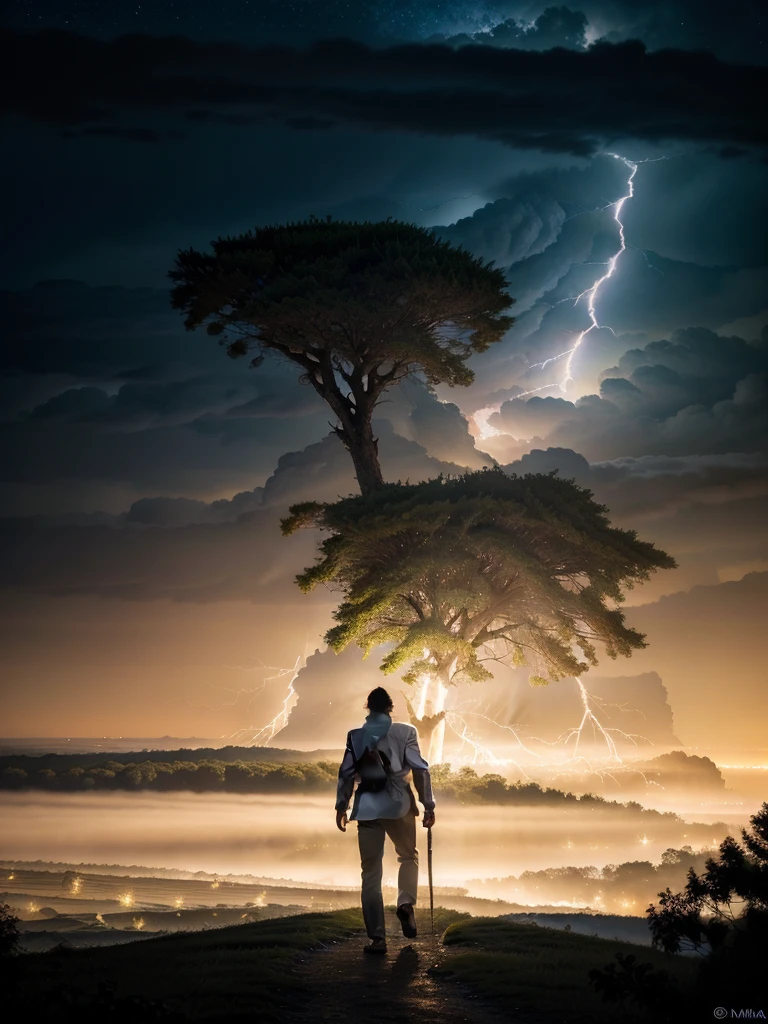 Árvore heavenly, big tree, paisaje, panorama, Heaven heaven, naturals, Cedar, Cedars do Líbano, forst, Rivers of water, Thunder light, Detailed Realistic FullHD Photorealism, majestic, appealing, fire, villany,  thunder, Sky thunder, Man's Back, man walking, Running, Path to Sky, Sky Path, mascle, Door, photorrealistic 6K, Detailed UltraHD, detailed colors 8k, Elegant beauty, floor, stele, lightning strikes, heavens, céu Godlike, tempest, Towards the heavens, heavenly, Godlike, photorrealistic, Rendering, 4K, 8k, detailed textures, detailed shadows, padoru, detailed colors, God&#39;s Heaven, UltraHD 16K Details, Texturas photorrealistics de 16K, detailed sharpness 16K, detailed sharpness, detailed colors, realistic shadows, ultra realistic textures, High power, natural beautifuls, natural colors, realistic contrast, Texturas photorrealistics, detailed colors, lifelike colors, detailed shadows, Textuta photorrealistic FullHD, Sombras photorrealistics 8k, HD photorrealistic, Detalhes ultra-realistas de 8k, Cor photorrealistic 4K, Detailed FullHD Lights, Texturas Detalhadas photorrealistics 8k, Nitidez photorrealistic, villany, 4k detailed, ultra detaild, realistic contrast de 8k, detailed sharpness, cores Ultra HD, Man's Path, Man's in The Path, Man Walking in the Path, chic, 
