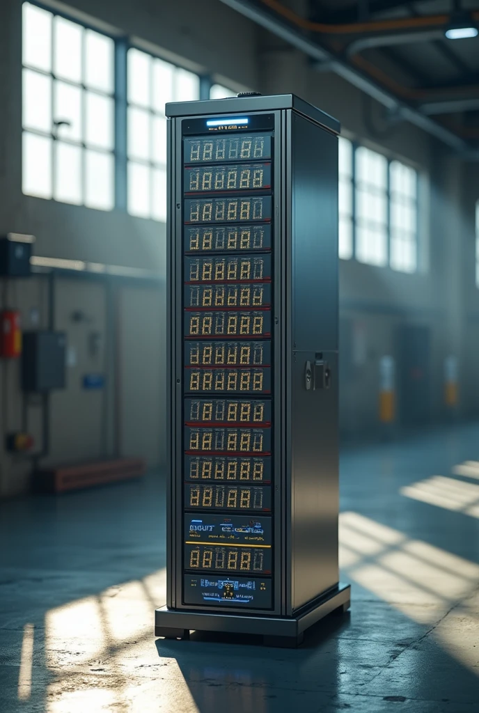 Tall tubular inverter battery with numbering on its cells
