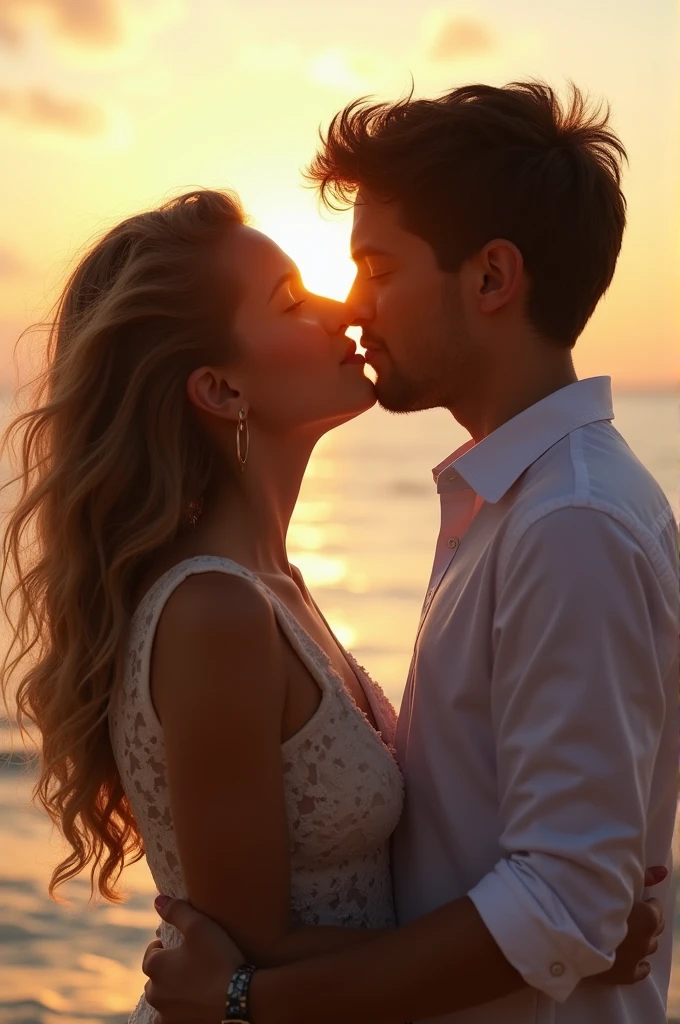 A girl is having kiss with a boy