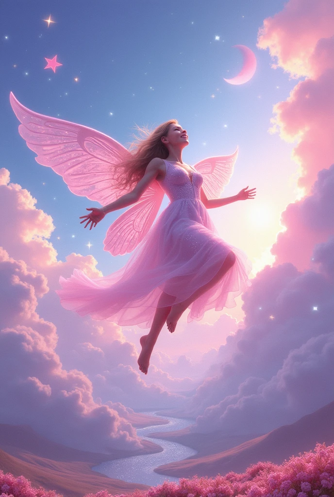 Design a picture where I fly in my dreams