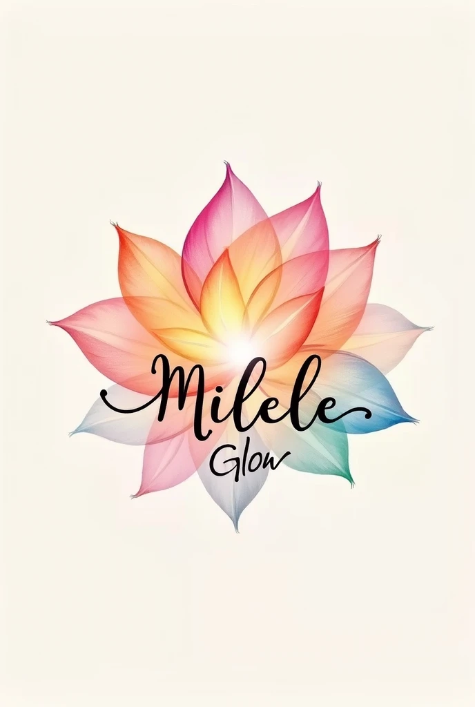 Creative, colorful, artistic and unique logo for a cosmetics company called "Milele Glow" that is flower themed.
