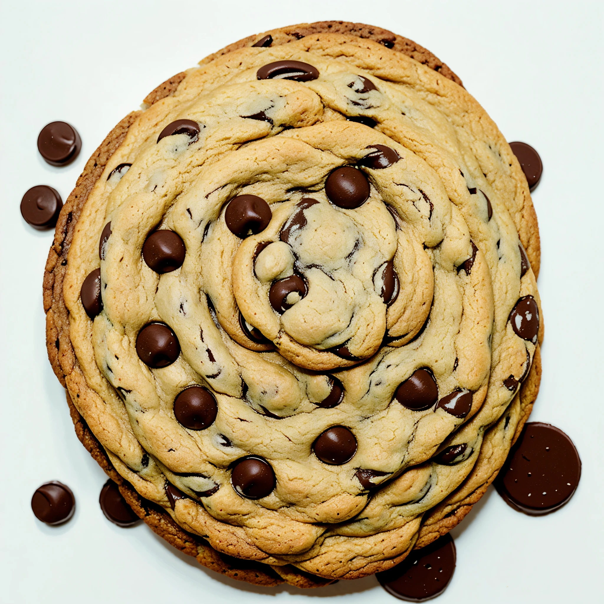 Chocolate chip cookies isolated on white background