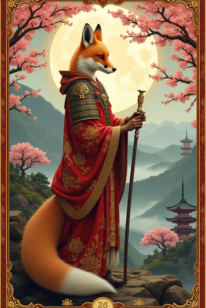 Create images as if they were Renaissance art 9:16 based on tarot cards, use Japanese mythology
 