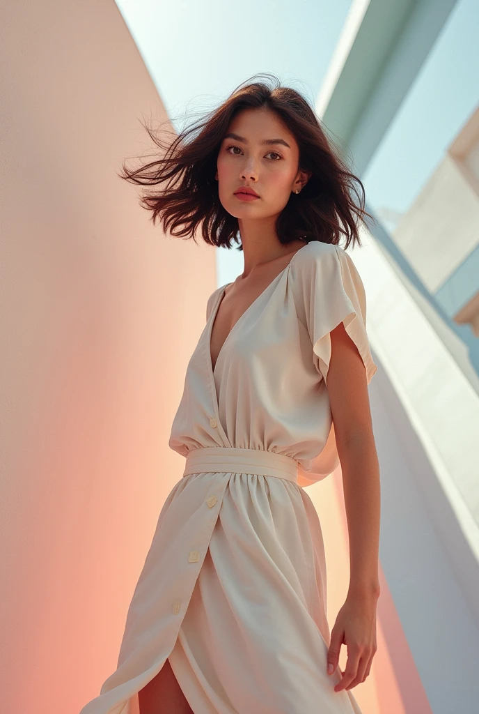 Create a fashion poster for the brand N'Lin, showcasing its chic and trendy style. The poster should appeal to young women aged 25-30, highlighting the brand's focus on fashionable and contemporary designs. Use a sleek and modern aesthetic with high-quality visuals that exude sophistication and style. Incorporate elements like bold typography, elegant models, and a clean layout that reflects the brand's identity as a leader in high-end fashion for young, stylish women. The overall design should convey a sense of exclusivity, confidence, and cutting-edge fashion.
