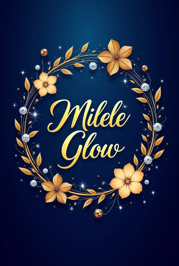 Creative, colorful, artistic and unique logo for a cosmetics company called "Milele Glow" that is gold and jewellery themed