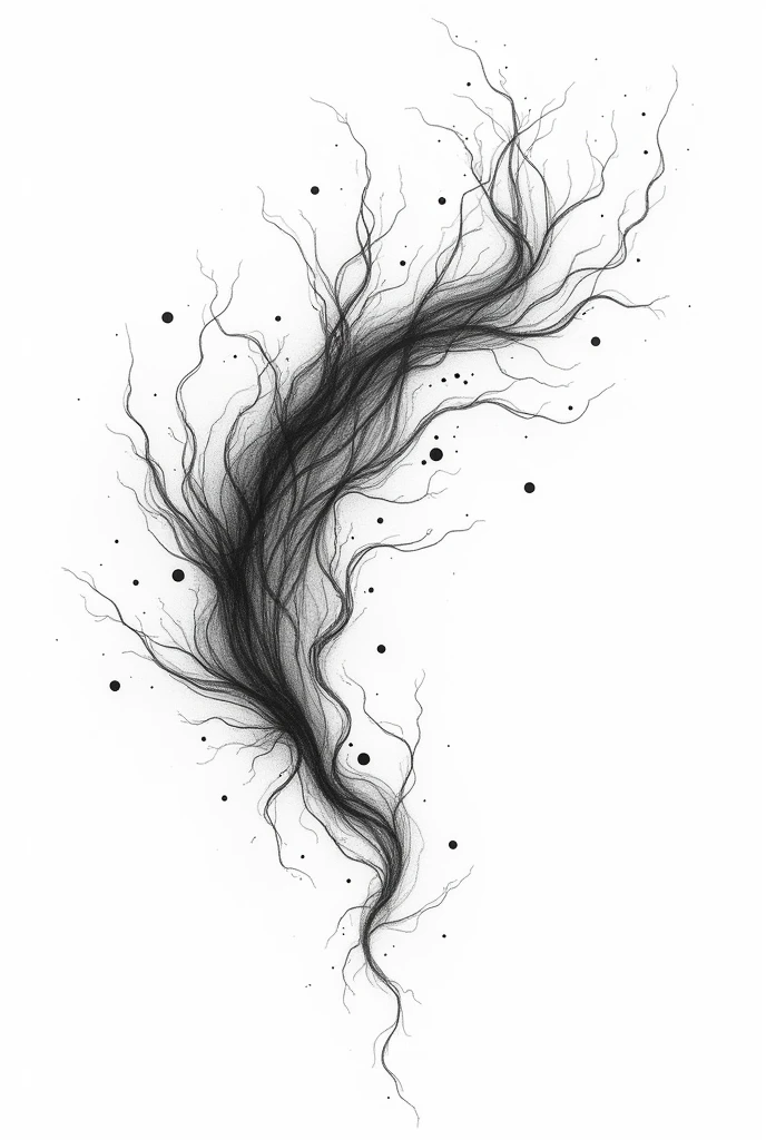 Create a tattoo decal design in blackwork and pointillism style, with thin traces of a sea wave