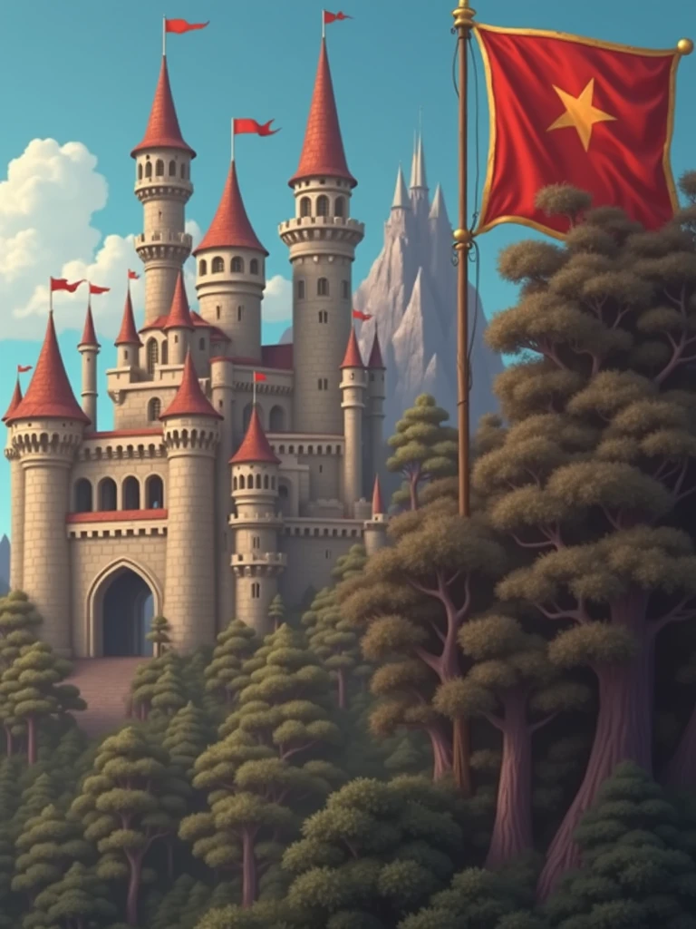 Kingdom, Castle red flag, forest