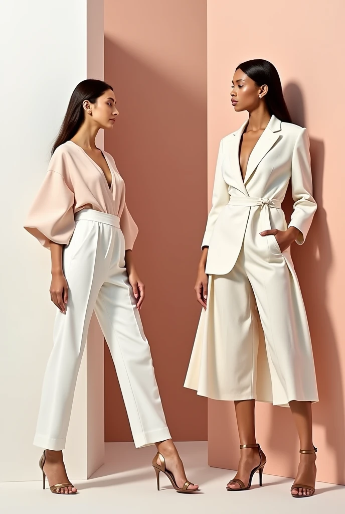 Create a fashion poster for the brand N'Lin, showcasing its chic and trendy style. The poster should appeal to young women aged 25-30, highlighting the brand's focus on fashionable and contemporary designs. Use a sleek and modern aesthetic with high-quality visuals that exude sophistication and style. Incorporate elements like bold typography, elegant models, and a clean layout that reflects the brand's identity as a leader in high-end fashion for young, stylish women. The overall design should convey a sense of exclusivity, confidence, and cutting-edge fashion.