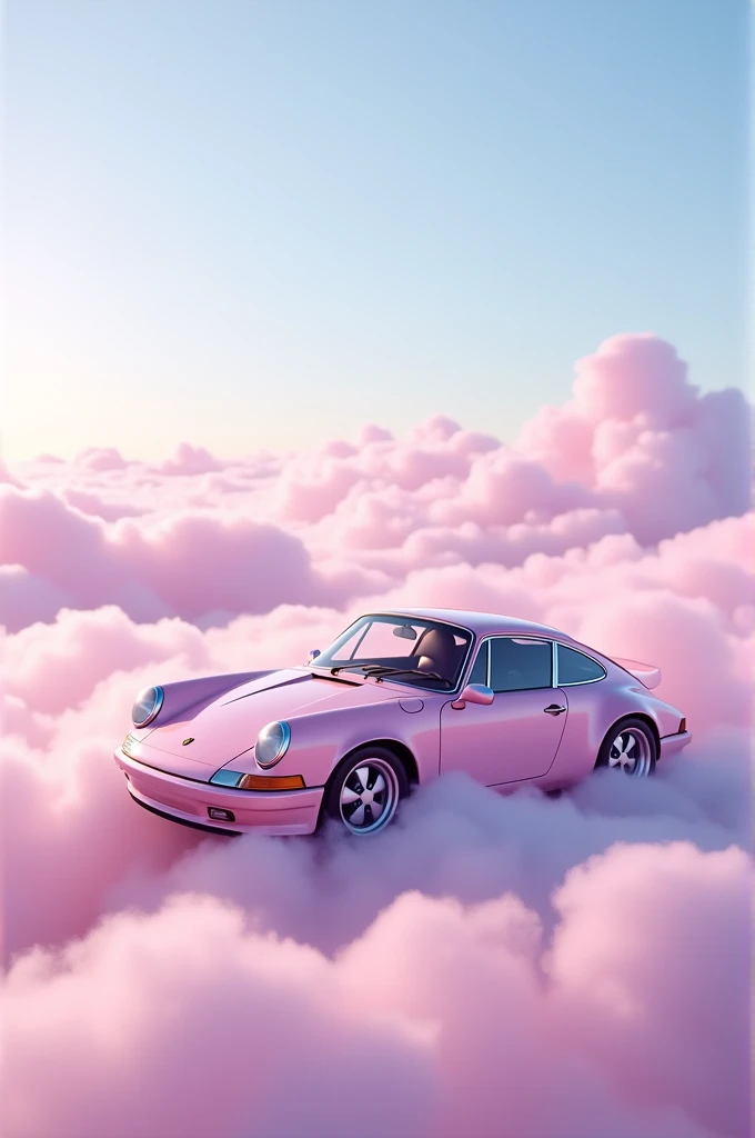 It's a pink Porsche, but on top of pink clouds