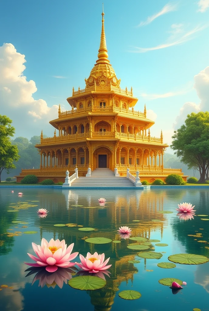 A beautiful picture of golden temple which us very unique 