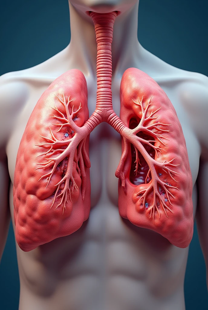 Lung with bronchopneumonia
