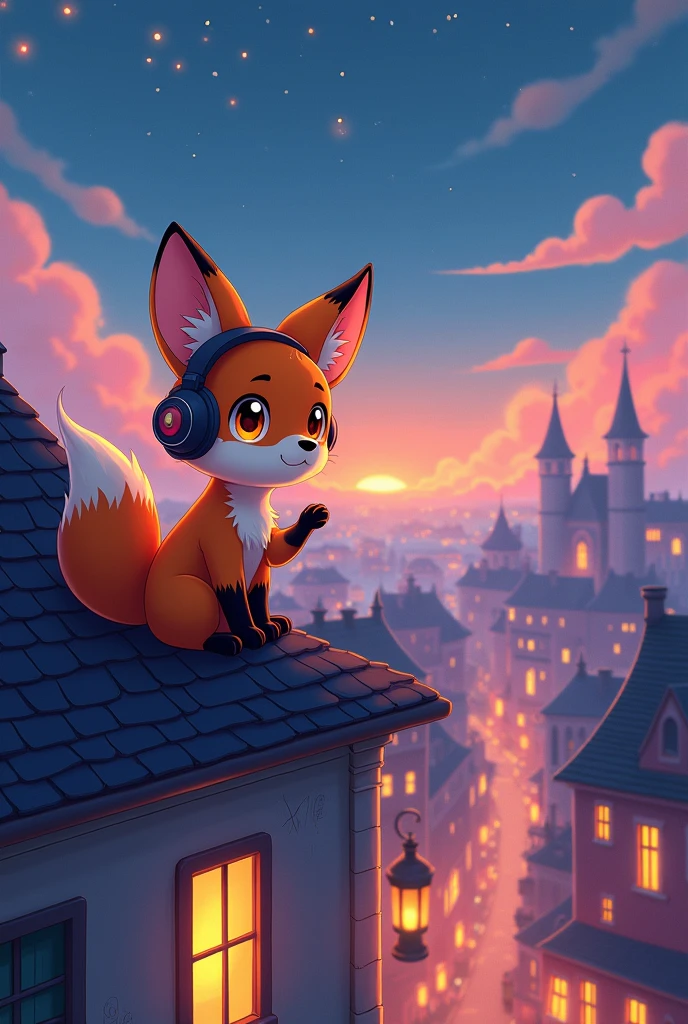 Fox lofi art style anime manga