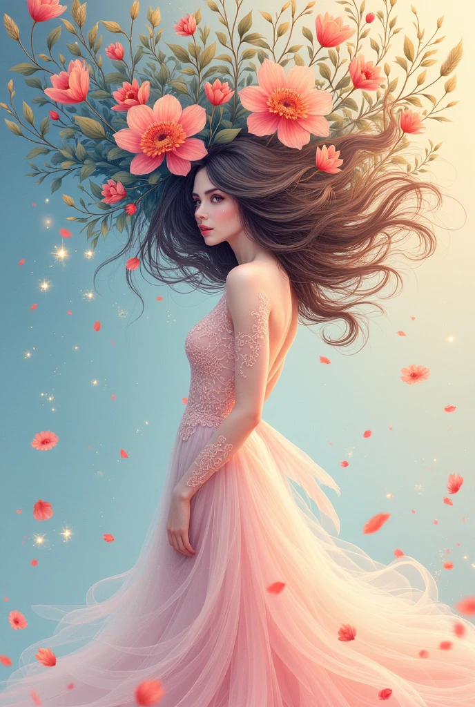 drawing of a lady in the artstyle of Alabi2 on tiktok
