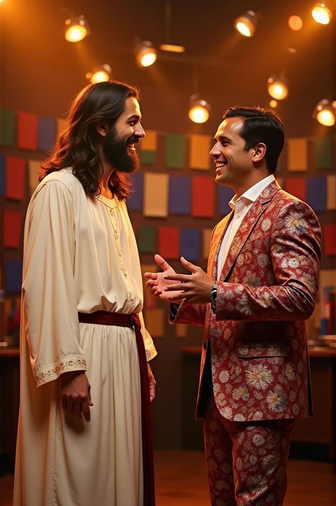 Image of Jesus receiving presenter Silvio Santos