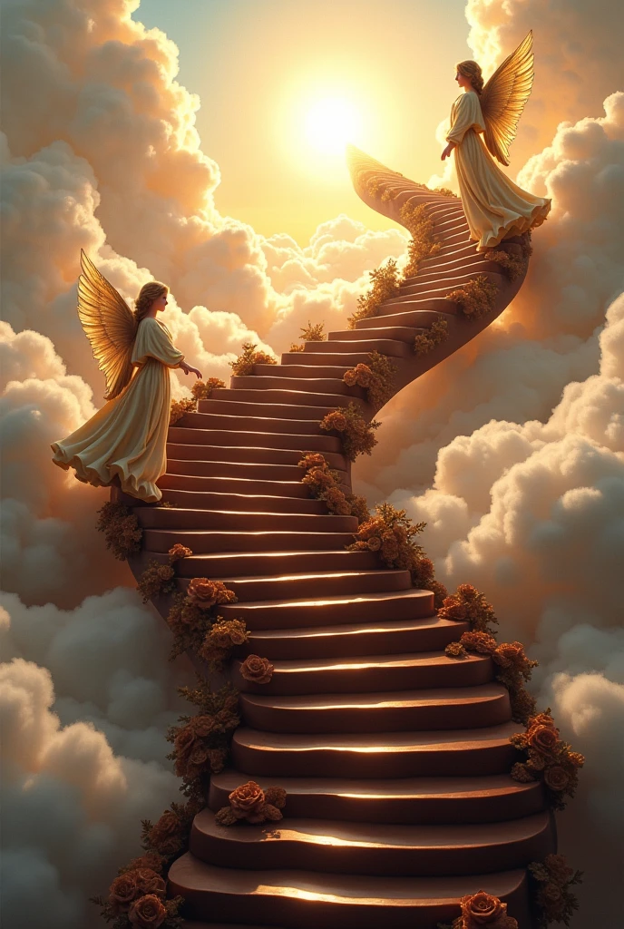 Stairs of chocholate to heaven and angels around