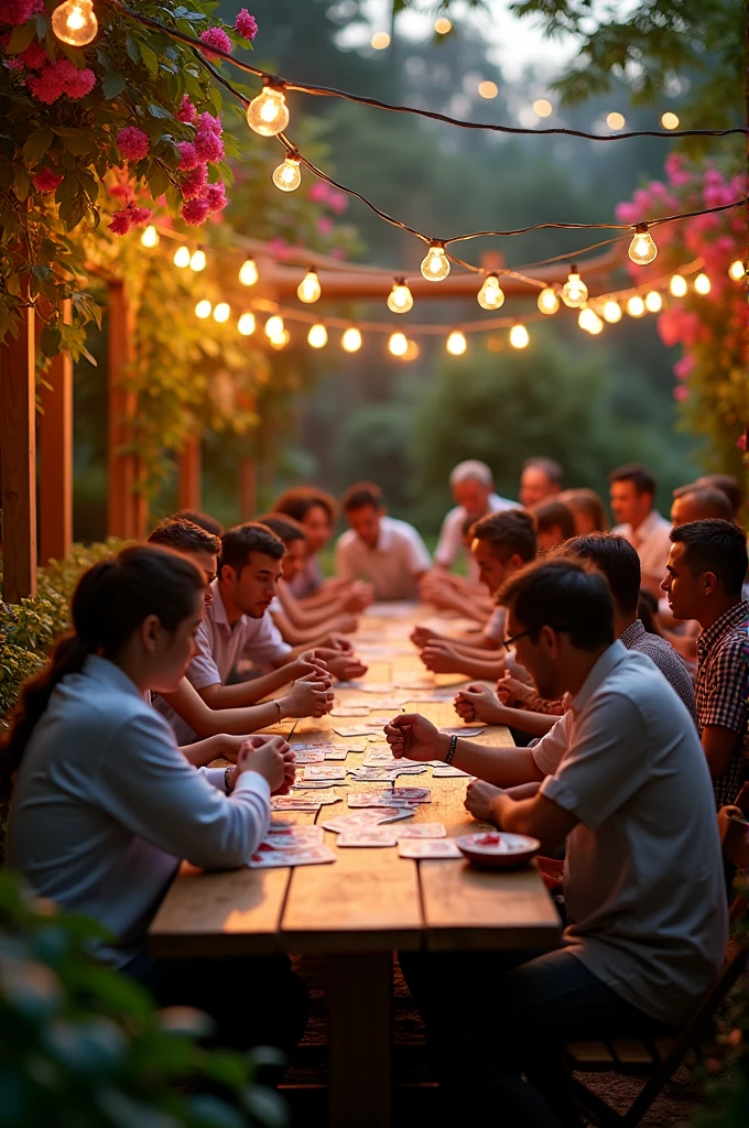 Card game tournament design for 30 people with beautiful background