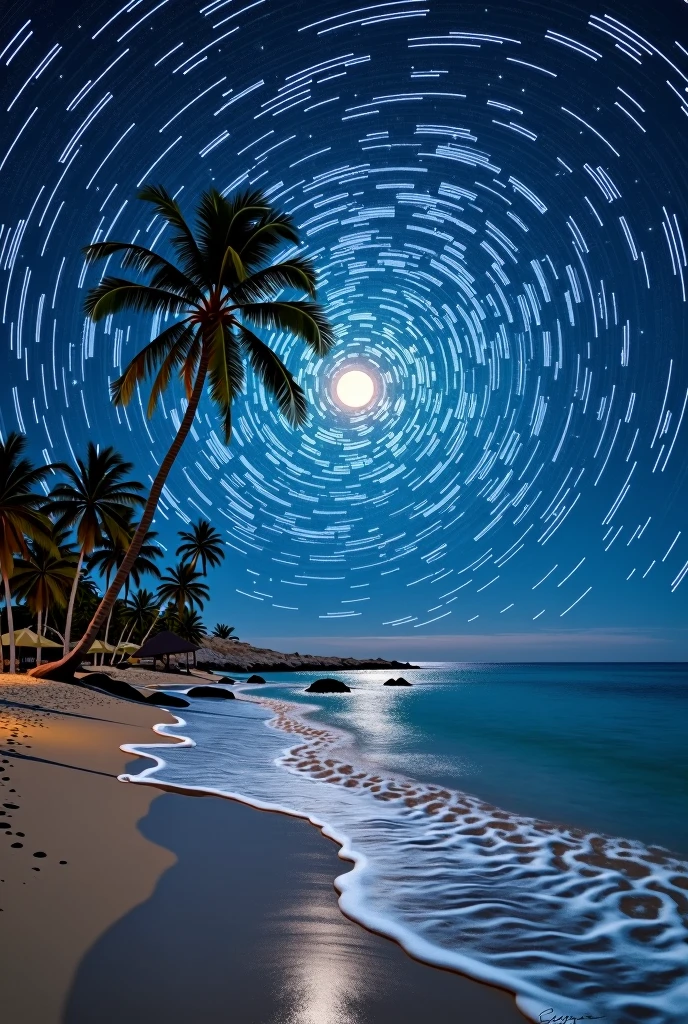 Puerto Peñasco Sonora Beach, mexico with starry night van gogh