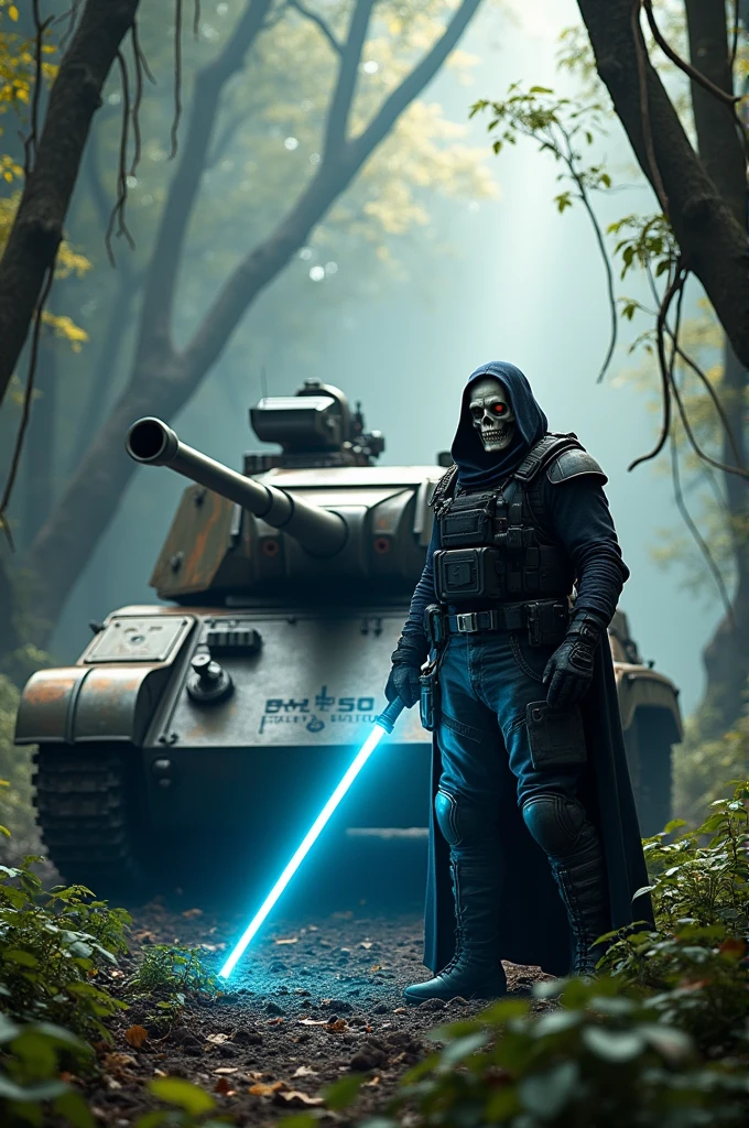 Call of duty ghost wielding a lightsaber next to a tiger 2