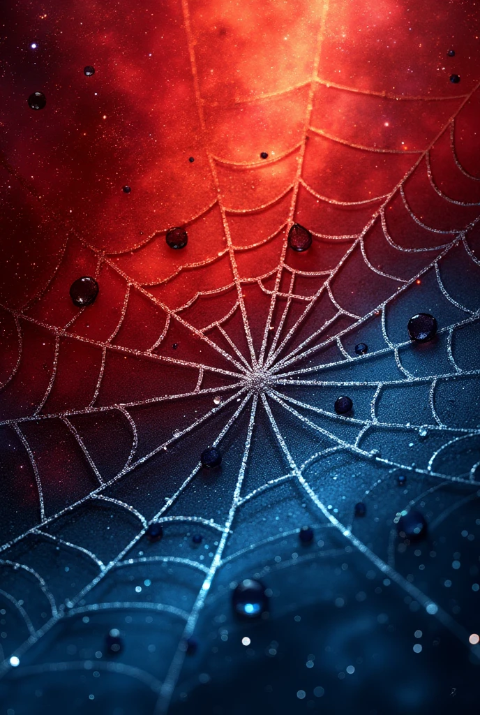 Create a wallpaper blending a red background with spiderweb designs and a blue background with white stars