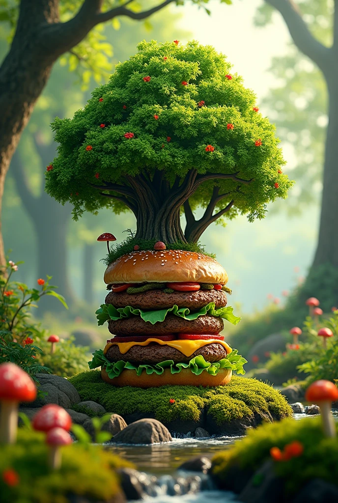 A burger made of  trees