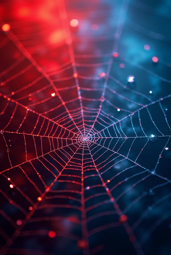Create a wallpaper blending a red background with spiderweb designs and a blue background with white stars