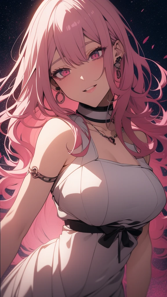 um desenho animado de uma mulher com cabelo rosa e top de sutiã, Haruno Sakura, Sakura Haruno, seductive  anime, mulher anime,  anime, retrato estilo anime, em estilo anime, no estilo anime, estilo de arte anime realista, attractive  anime, beautiful mulher anime, beautiful alluring mulher anime, estilo anime semi-realista