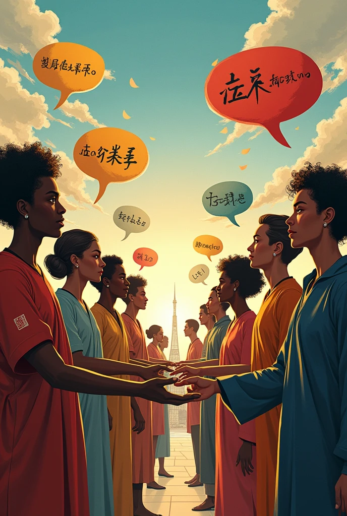 Drawing about linguistic prejudice(no words in the image)