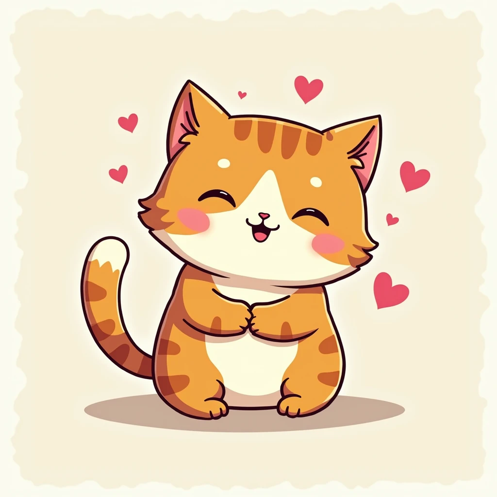 Heartwarming　cute　Cat　An illustration　stamp