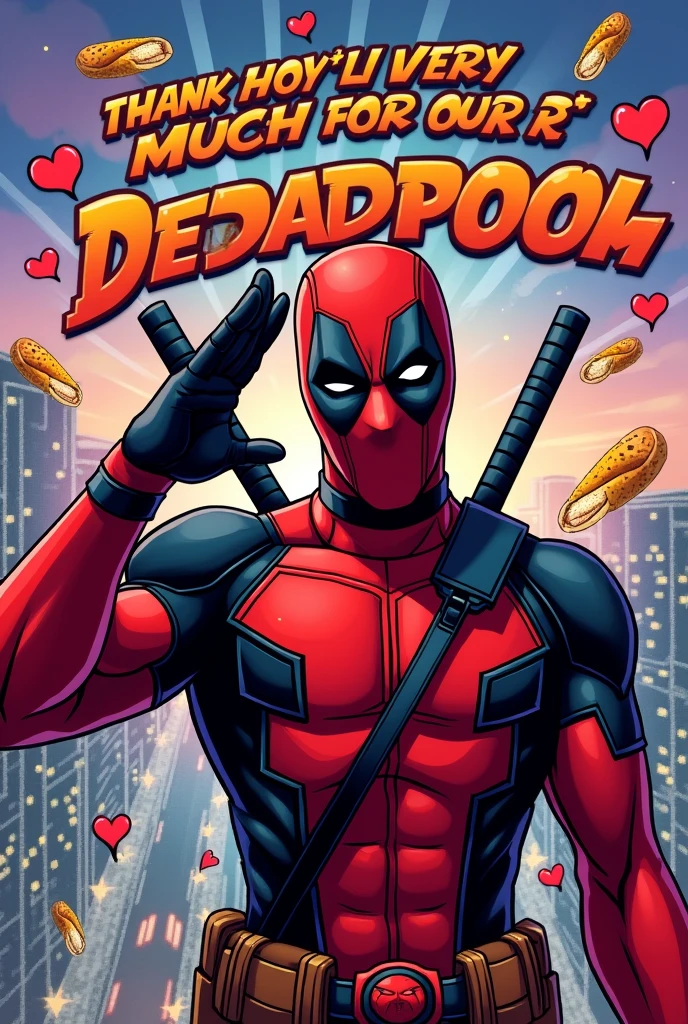 Deadpool saying goodbye with the phrase "Thank you very much for your attention."