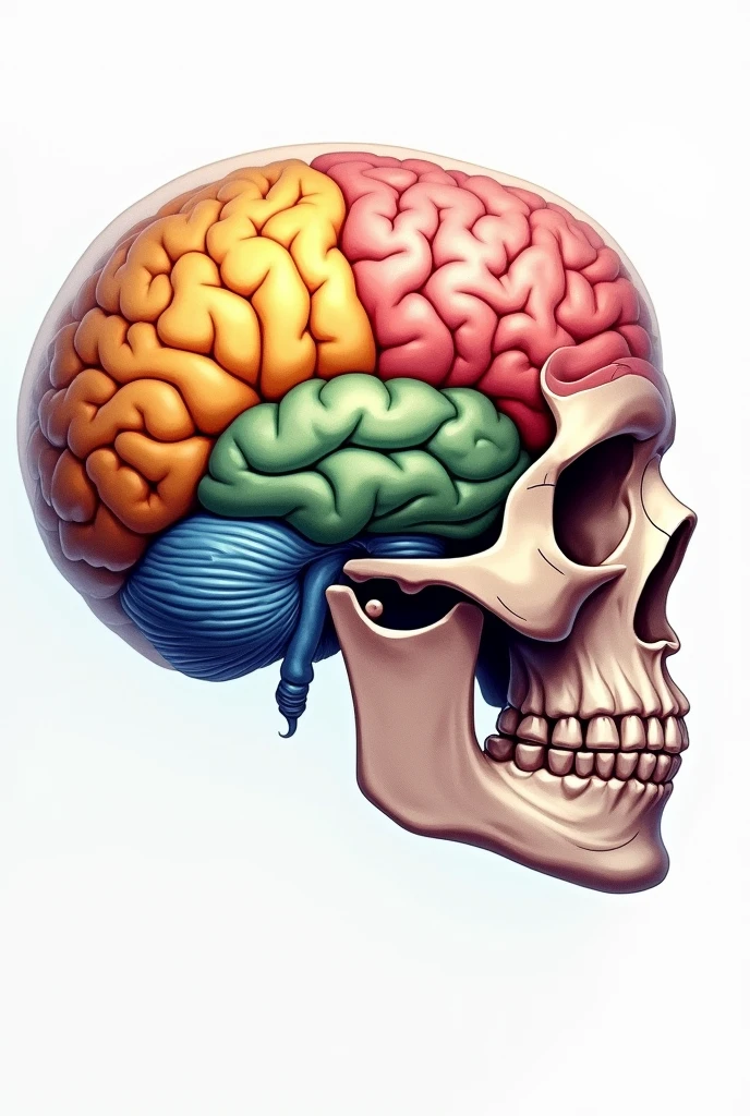 They are going to illustrate (drawing) the anatomy of the skull and brain (brain, cerebellum, medulla oblongata). Specify its parts in the image 