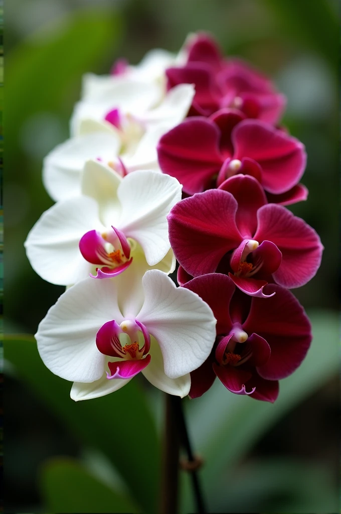 The perfect marriage with white and red orchids
