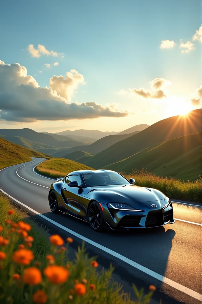 A supra car running in the road