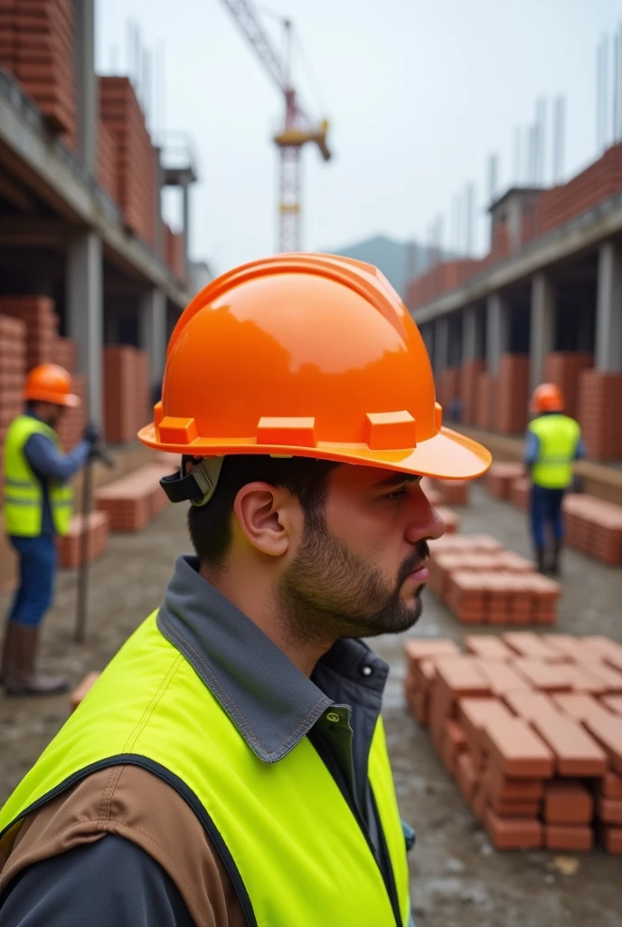 Create a safety helmet for bricklayers to work on site