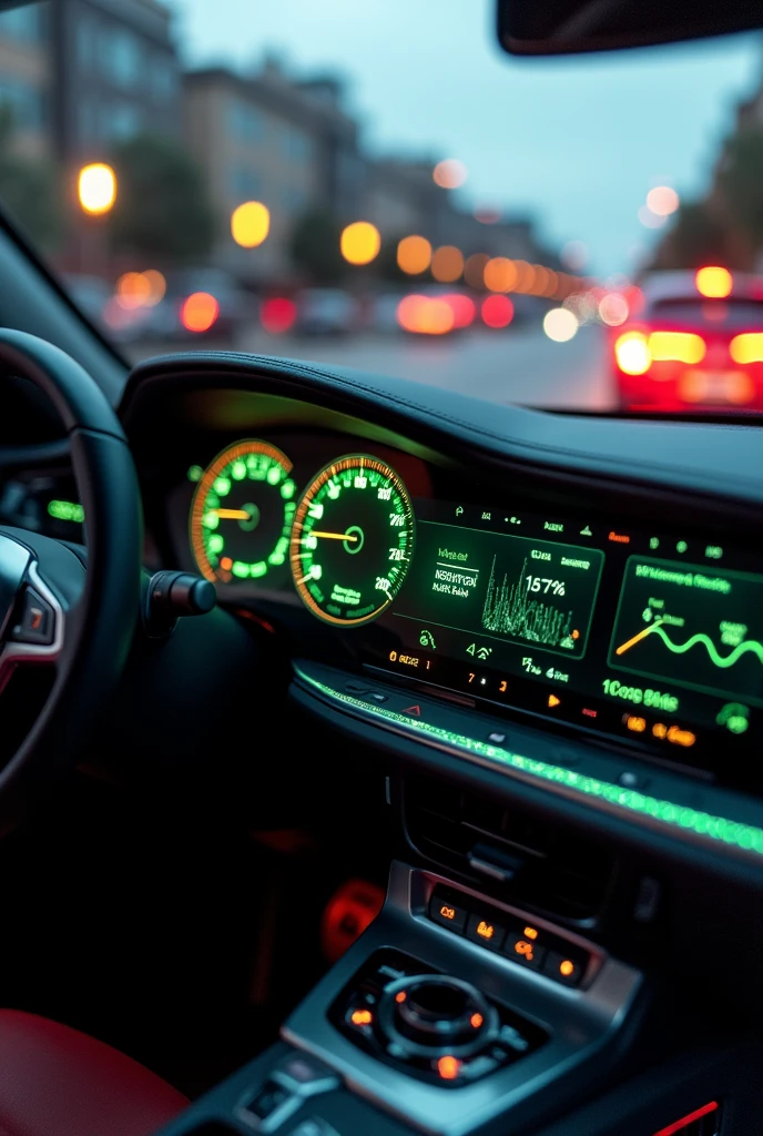 Technological digital dashboard for cars with fuel gauge and oil gauge by percentage 
