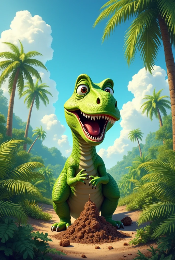 Dinosaur eating poop