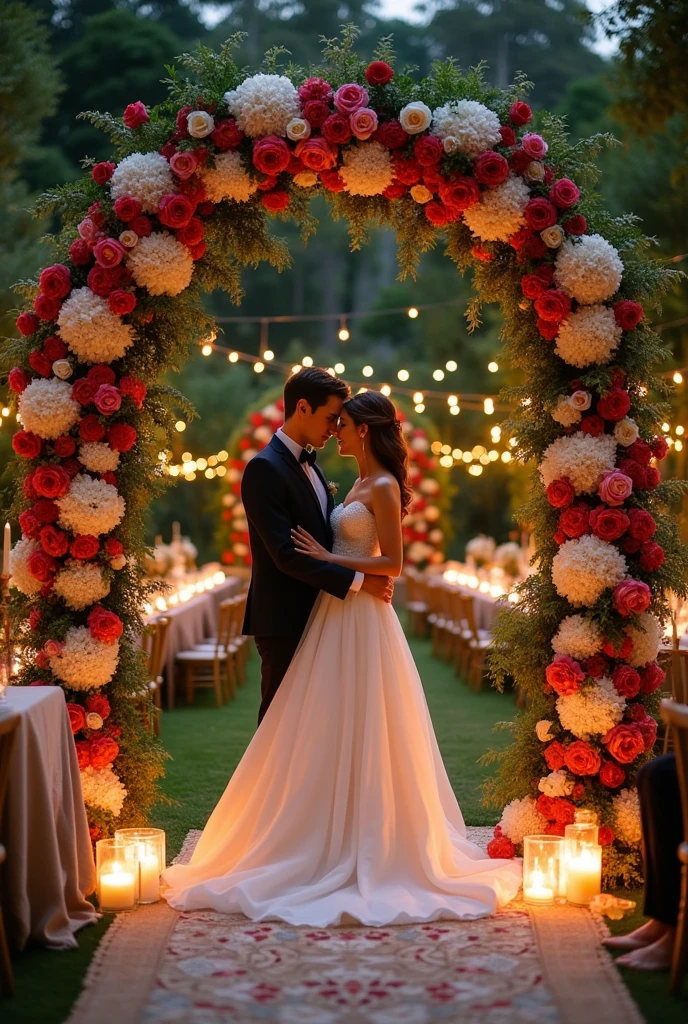 The perfect wedding celebration with white and red orchid decorations