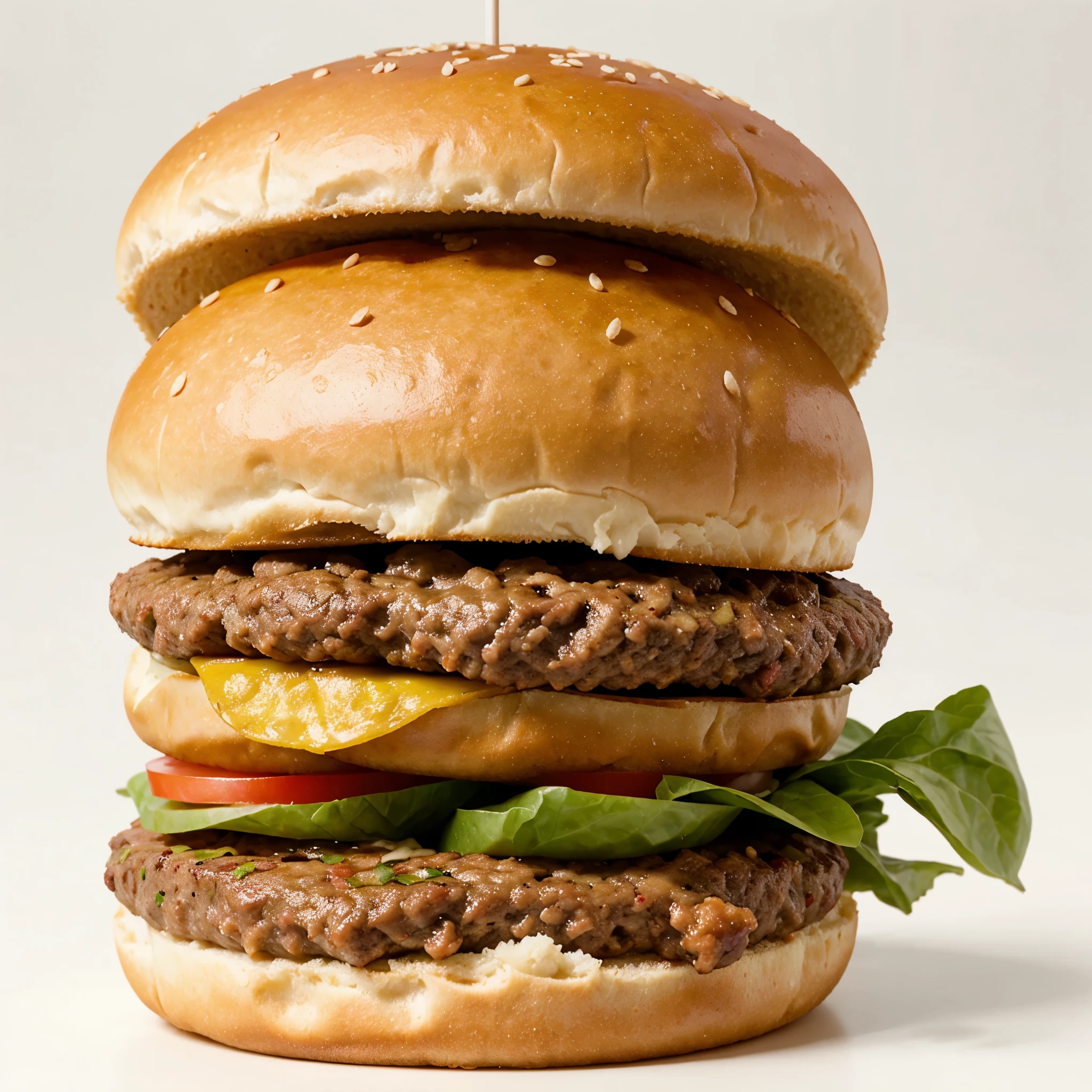Hamburger is isolated in the white background, the subject is centered, form the edges