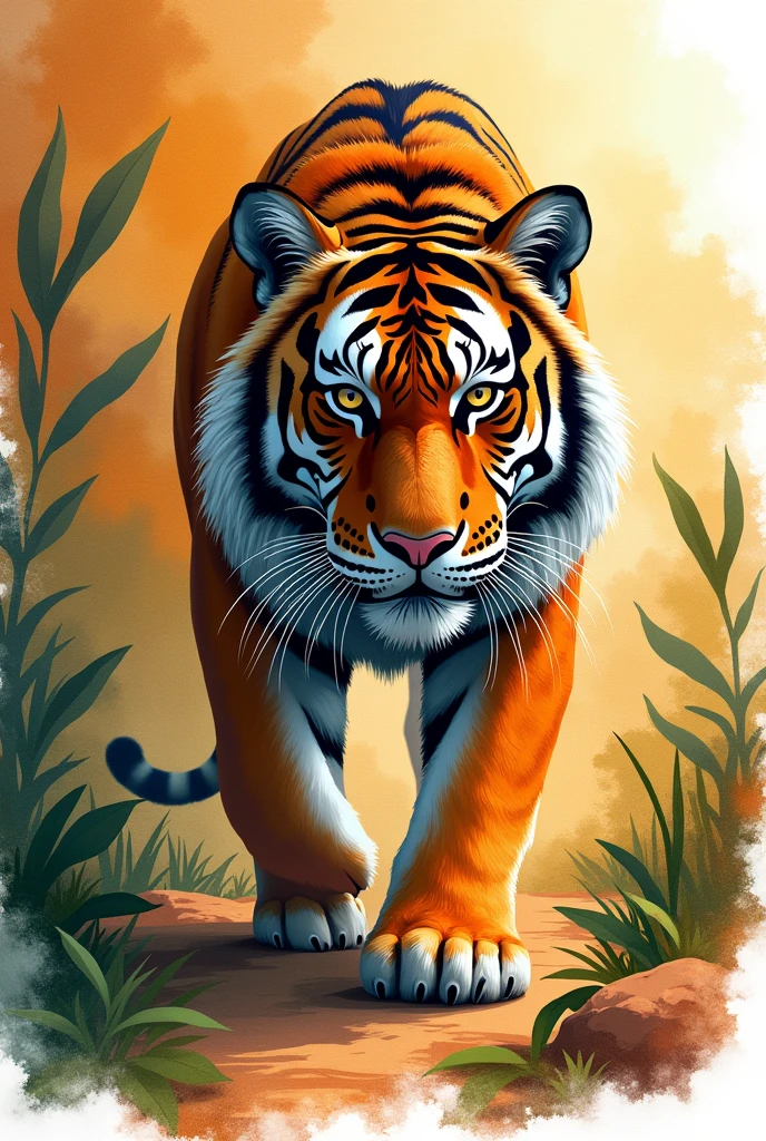 'A Tiger, in Aquarell, unique, tattoo Style'