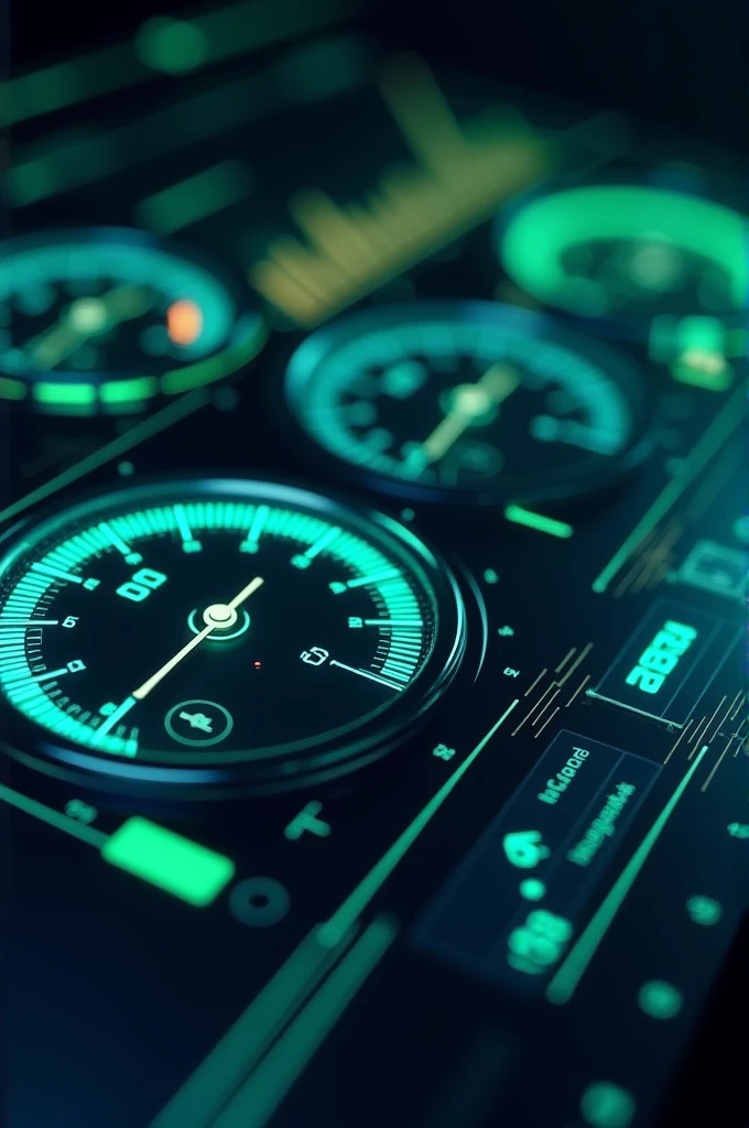 Create a technological digital dashboard where the oil and gas gauges are displayed as percentages.