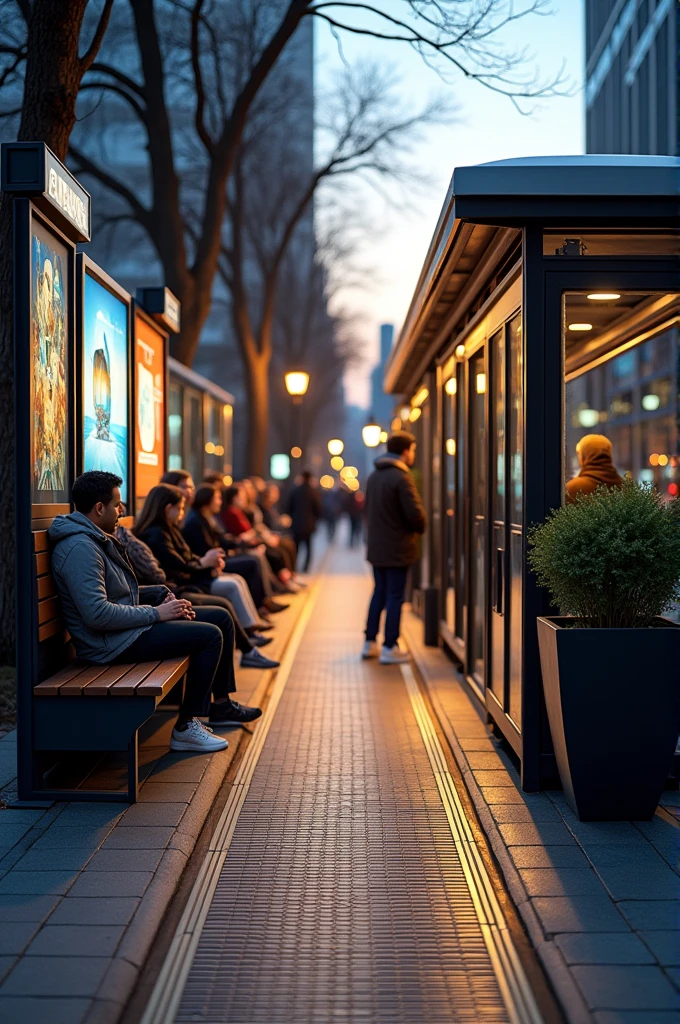 Create a bus stop with an accessibility ramp to board the bus