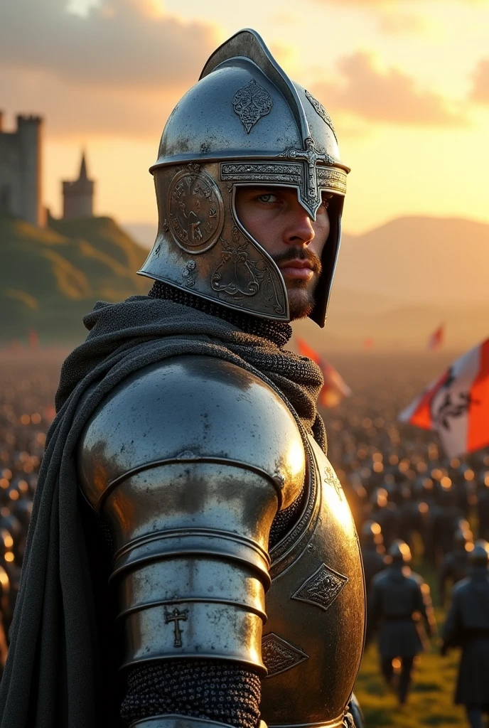 Knight Templar wearing helmet