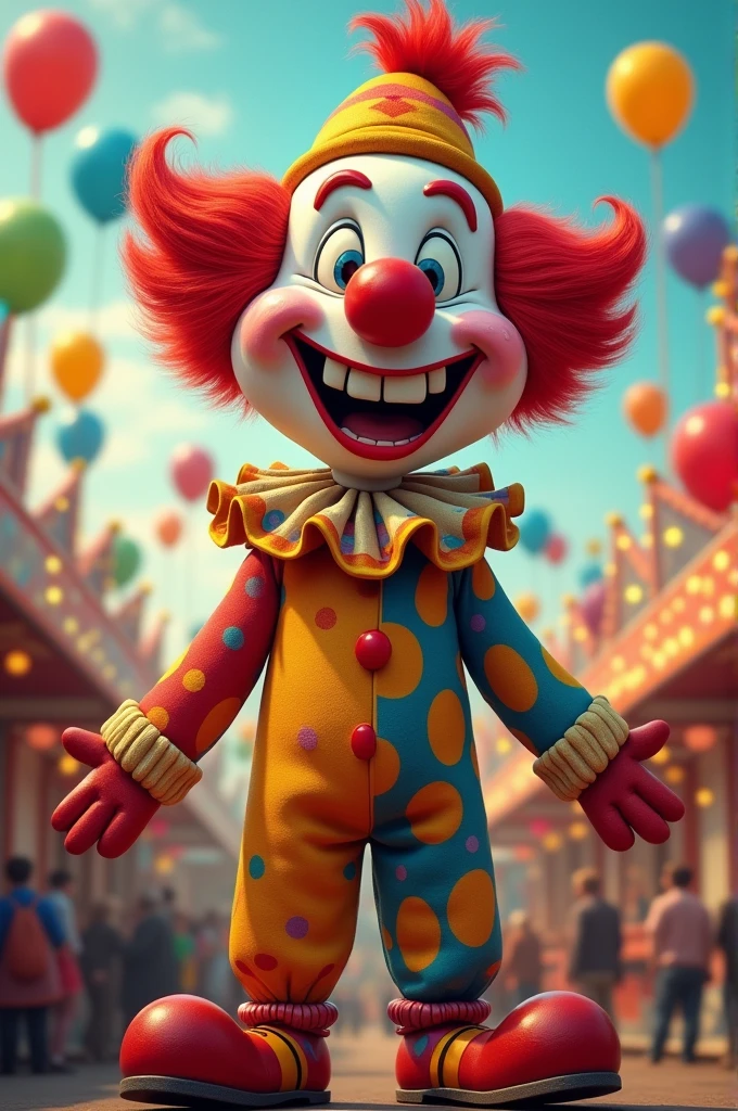 A clown with a giant head