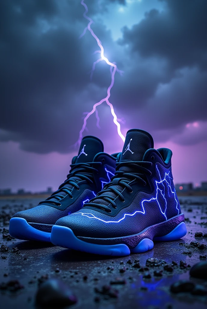 Blue black with thunder shoe