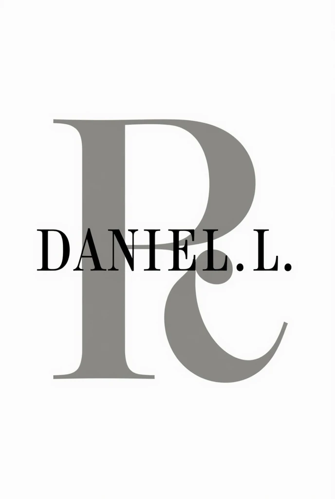 Write DANIEL.R with serif fonts Ex. Zara. White background and overlapping letters