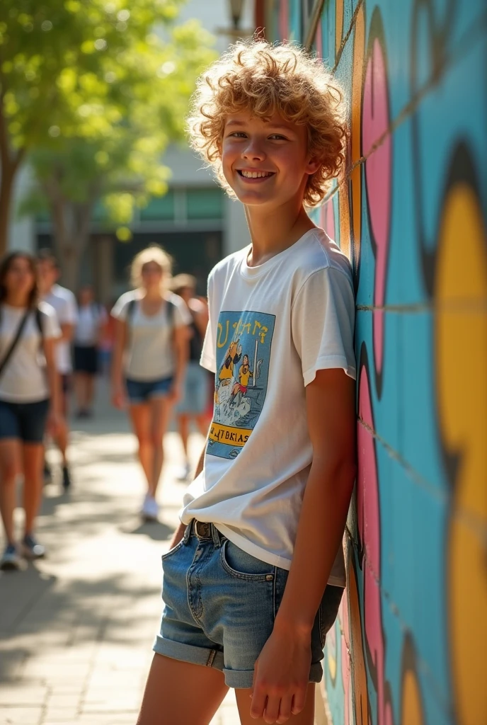 18 year old american high school boy with no beard and curly blonde hair