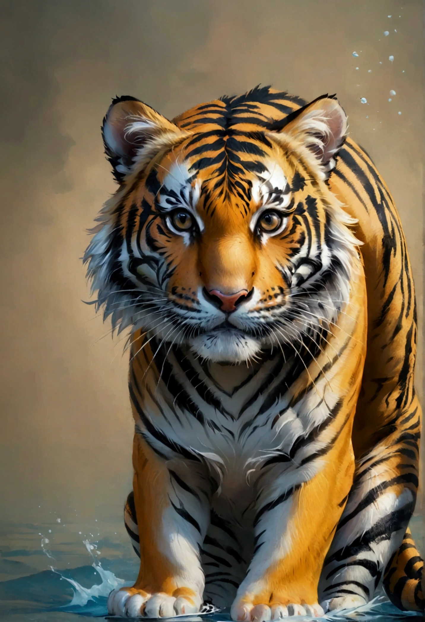 'A Tiger, in Aquarell, unique, tattoo Style'