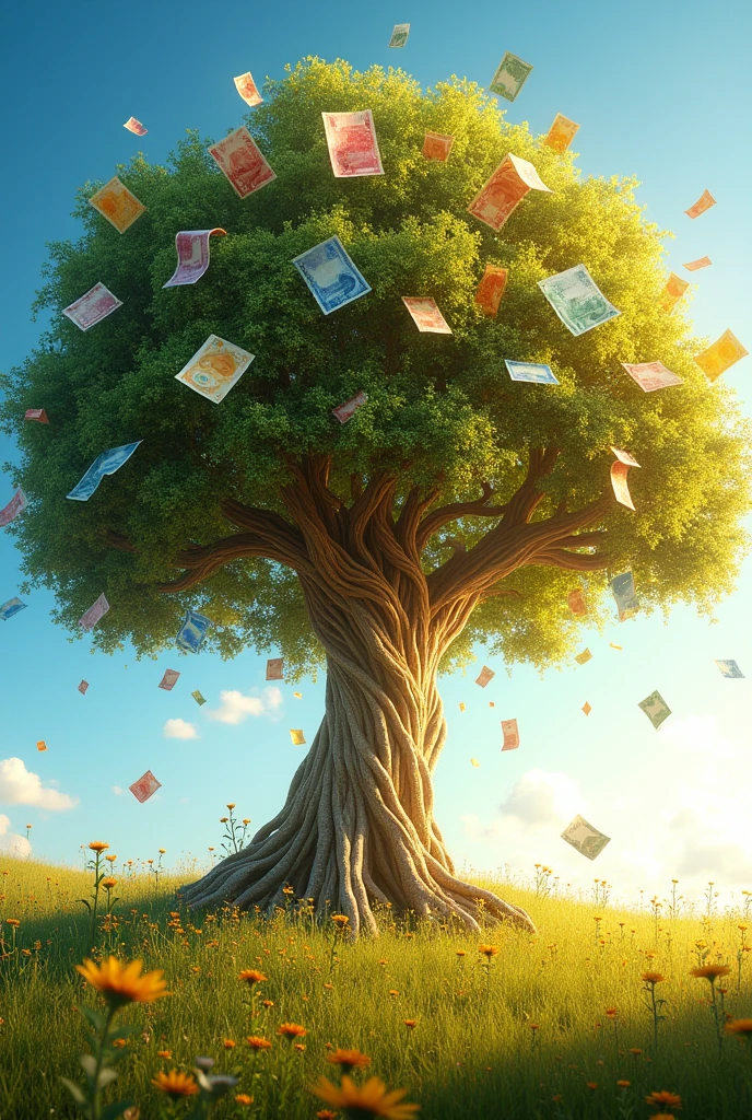 
**Money Tree** - A tree with currency notes as leaves.
