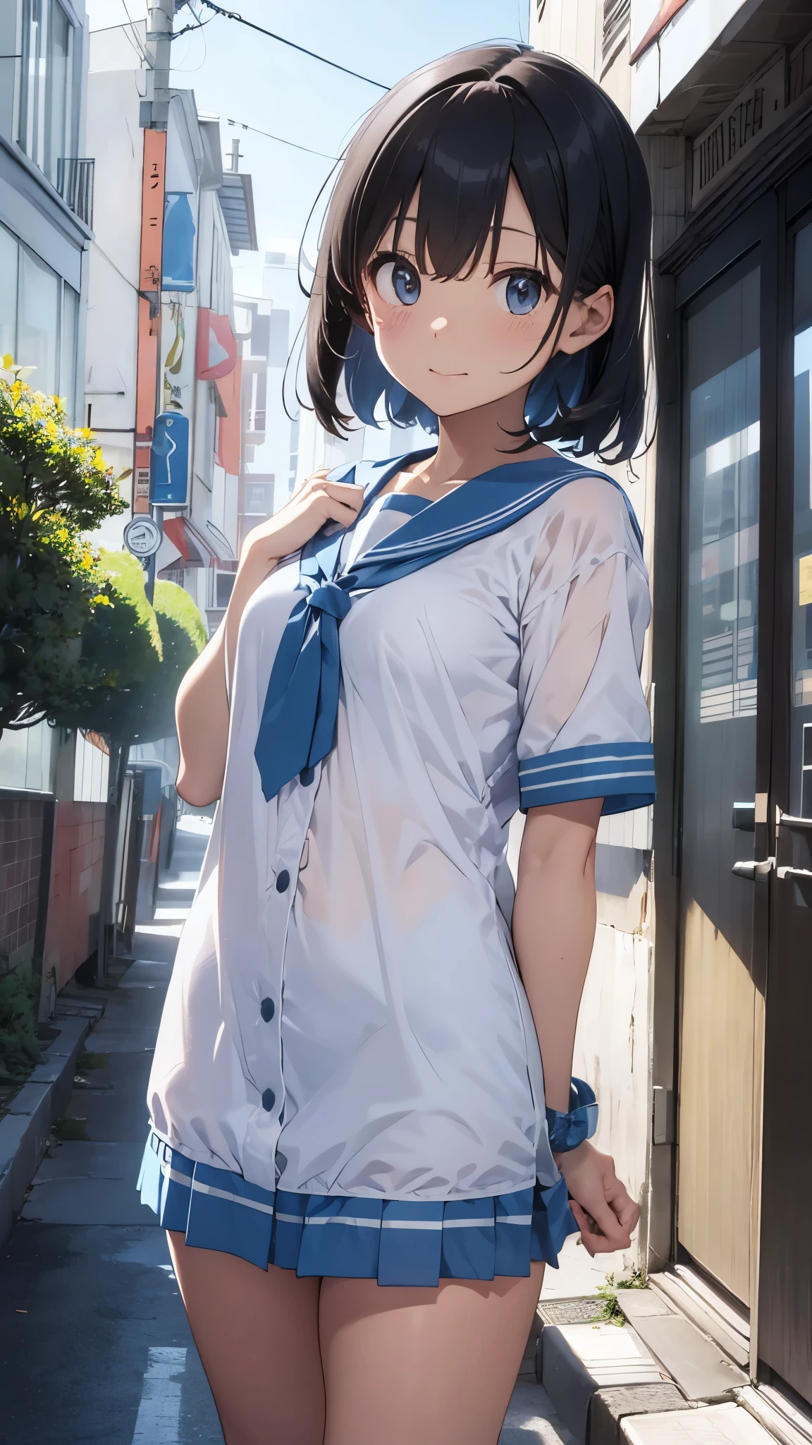 Invisible Man、Only the clothes are not see-through.、Light blue sailor suit